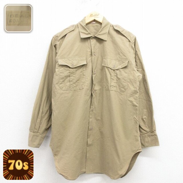 【50%OFF】70s ミリタリーシャツ ベージュ M | 古着