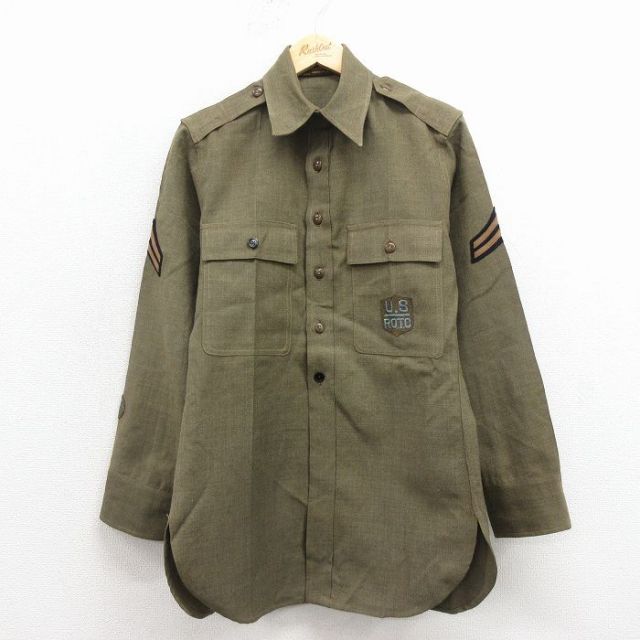 S★古着 長袖 ビンテージ ミリタリー シャツ メンズ 60年代 60s ウール  25dec17
