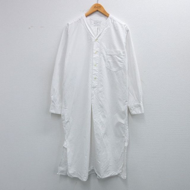 L★古着 長袖 ビンテージ ミリタリー ホスピタル シャツ メンズ 60年代 60s ドイツ軍 ロング丈 白 25dec22