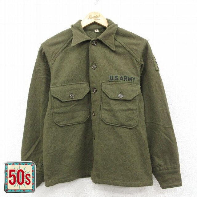 【50%OFF】50s ミリタリーシャツ USアーミー グリーン M | 古着