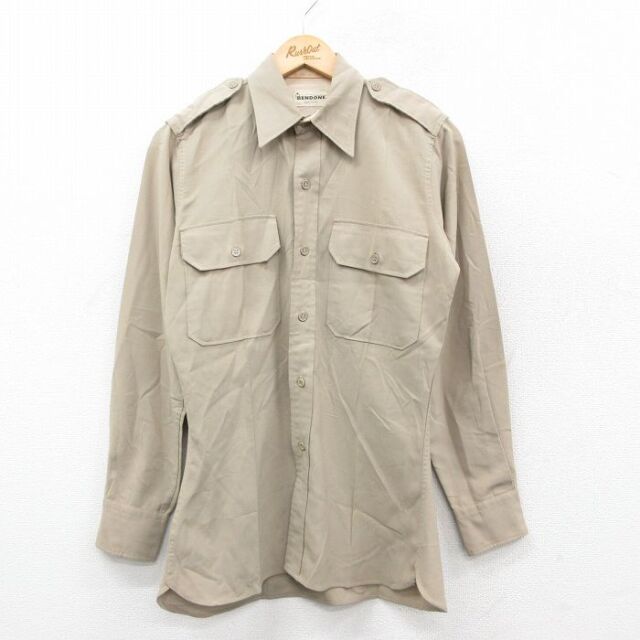 70s 長袖ワークシャツ ベージュ S | 古着