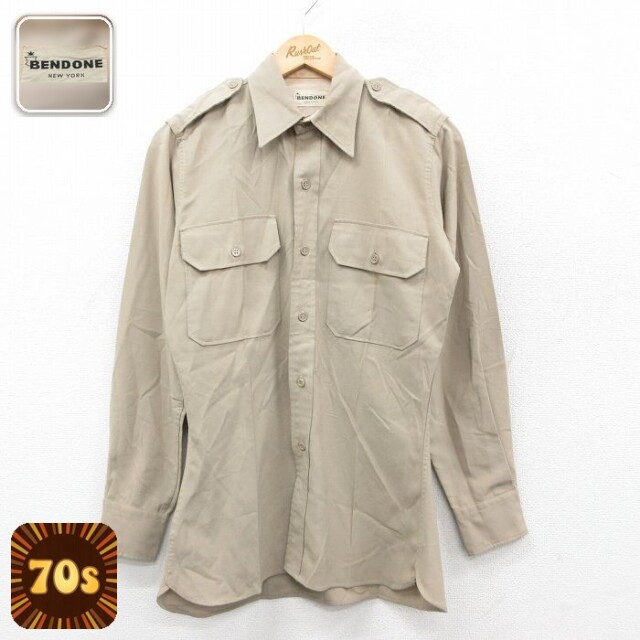 【50%OFF】70s 長袖ワークシャツ ベージュ S | 古着