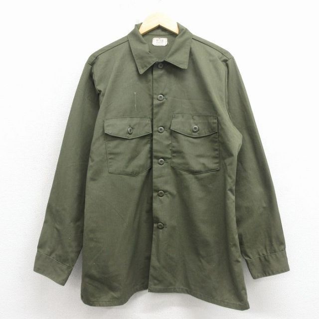 古着通販 M☆古着 長袖 ビンテージ ミリタリー シャツ メンズ 60年代