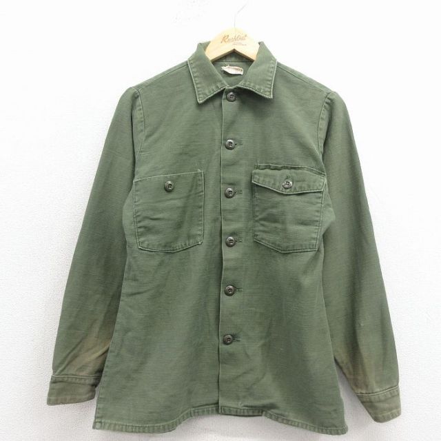 70s ミリタリーシャツ グリーン S | 古着