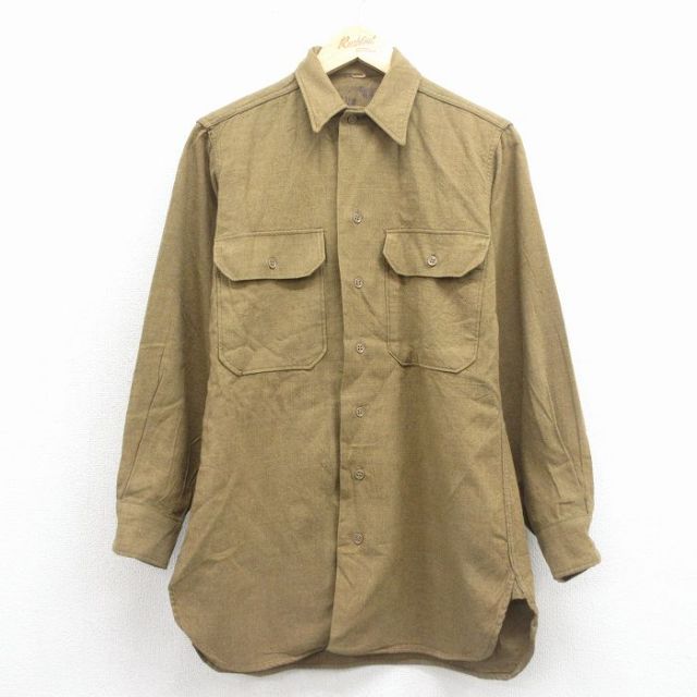 【20%OFF】50s マチ付きシャツ グリーン M | 古着