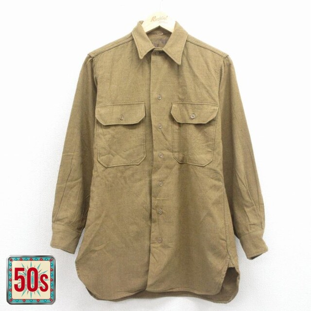 【50%OFF】50s マチ付きシャツ グリーン M | 古着