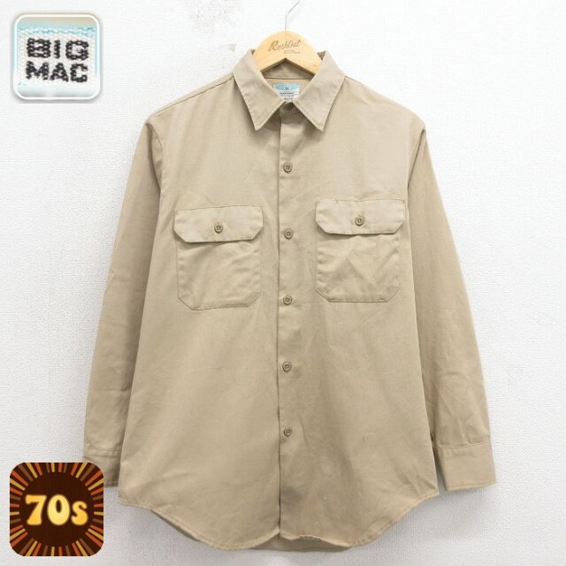 【20%OFF】ビッグマック 70s ワークシャツ ベージュ メンズM相当 | 古着