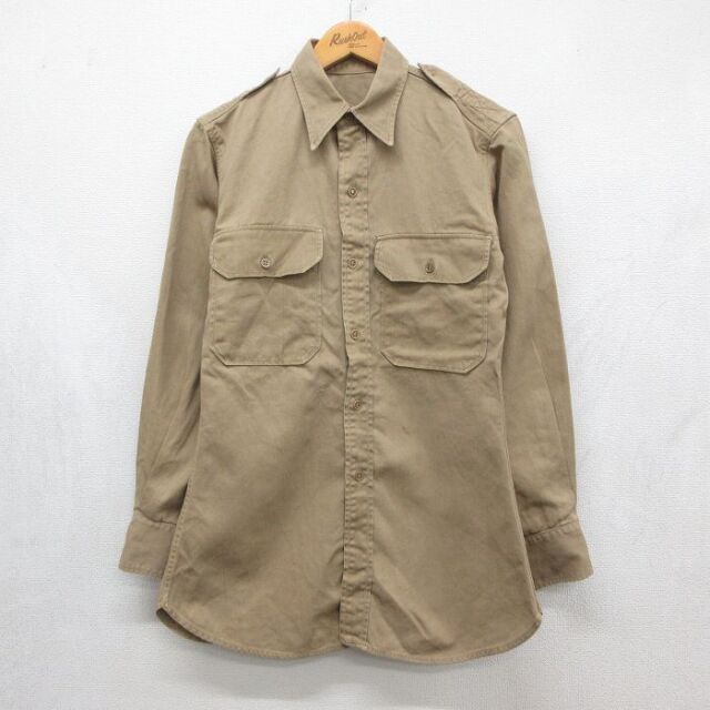 40s ミリタリーシャツ ベージュ メンズS相当 | 古着