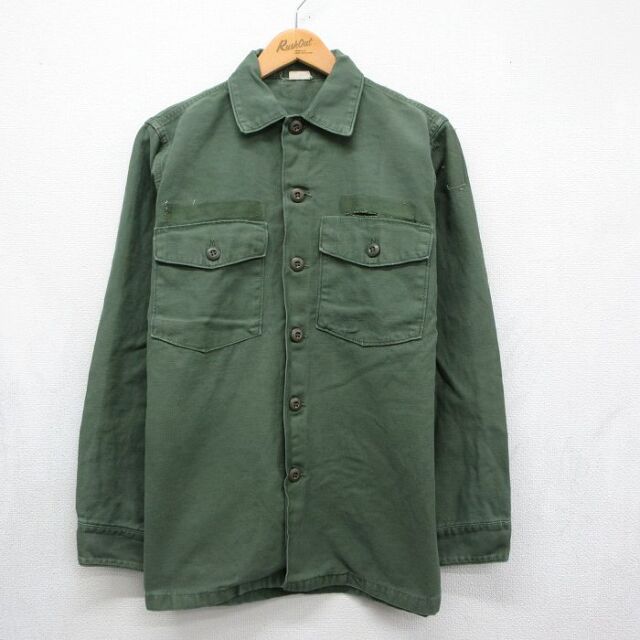 60s ミリタリーシャツ カーキ メンズM相当 | 古着