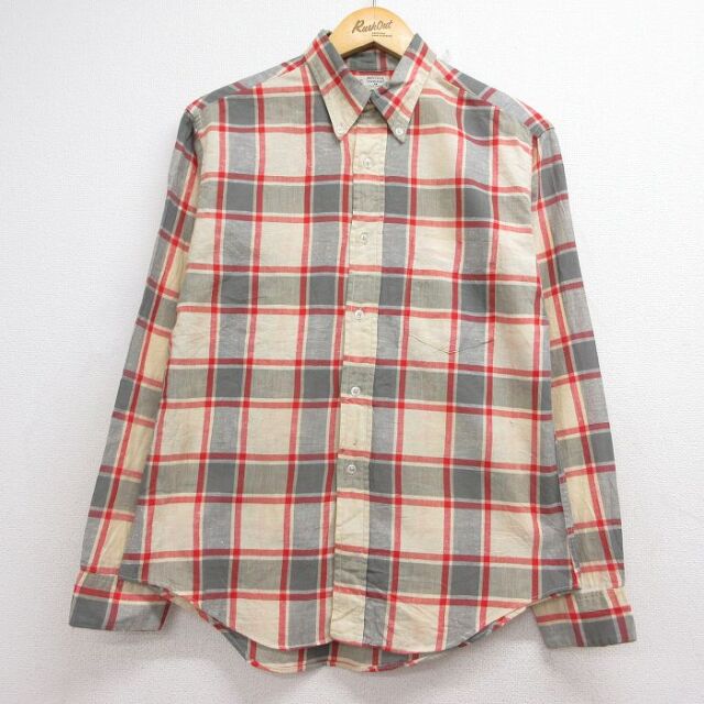 70s 長袖シャツ チェック イエロー メンズM相当 | 古着