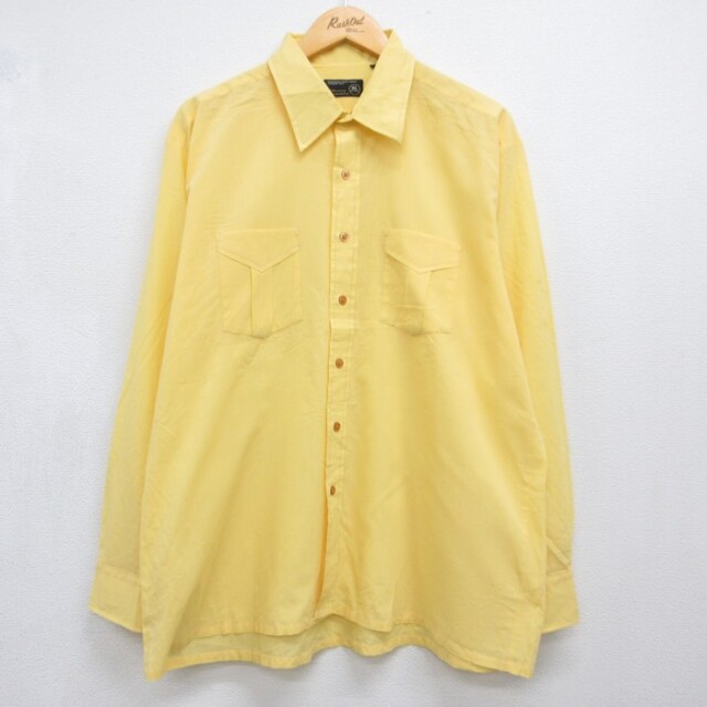 JCペニー 70s 長袖シャツ イエロー メンズXL相当 | 古着