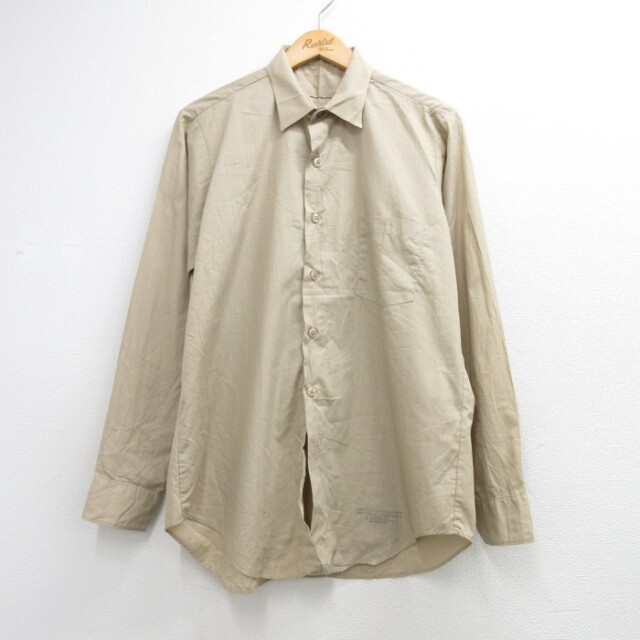 60s ミリタリーシャツ US ARMY チノ ベージュ メンズL相当 | 古着