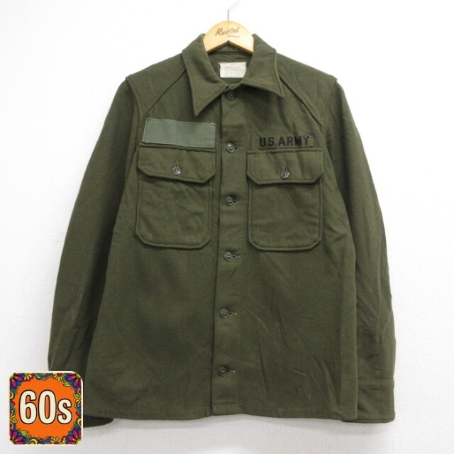 60s 長袖シャツ USアーミー カーキ メンズM相当 | 古着