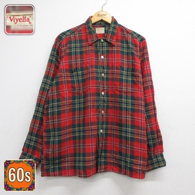 Hathaway 60s 長袖シャツ タータンチェック レッド メンズXL相当 | 古着