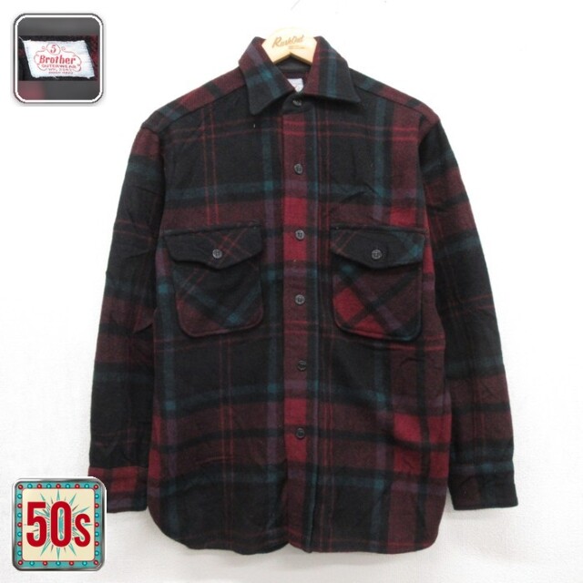 ファイブブラザー 50s CPOシャツ レッドチェック メンズM相当 | 古着