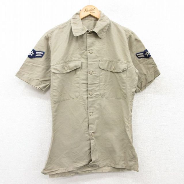 70s 半袖シャツ ミリタリー ベージュ S | 古着