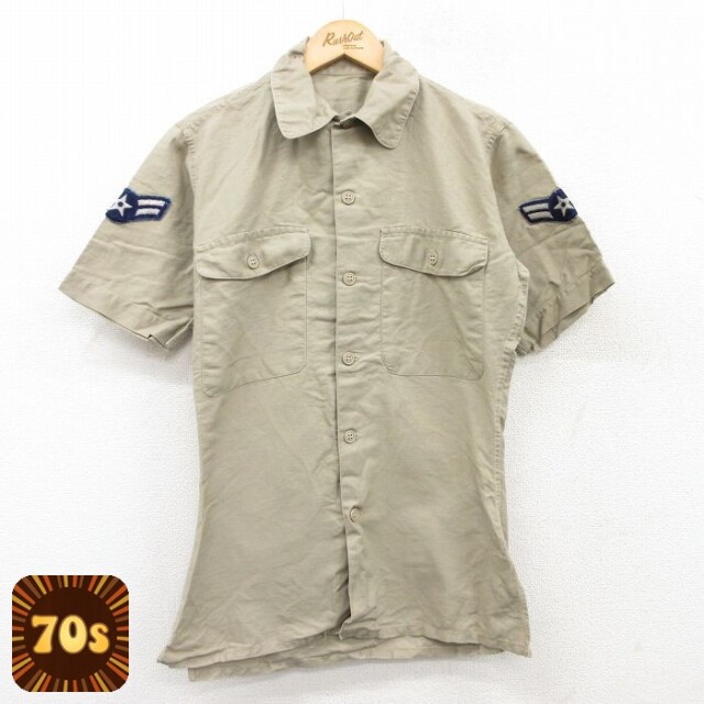 【50%OFF】70s 半袖シャツ ミリタリー ベージュ S | 古着