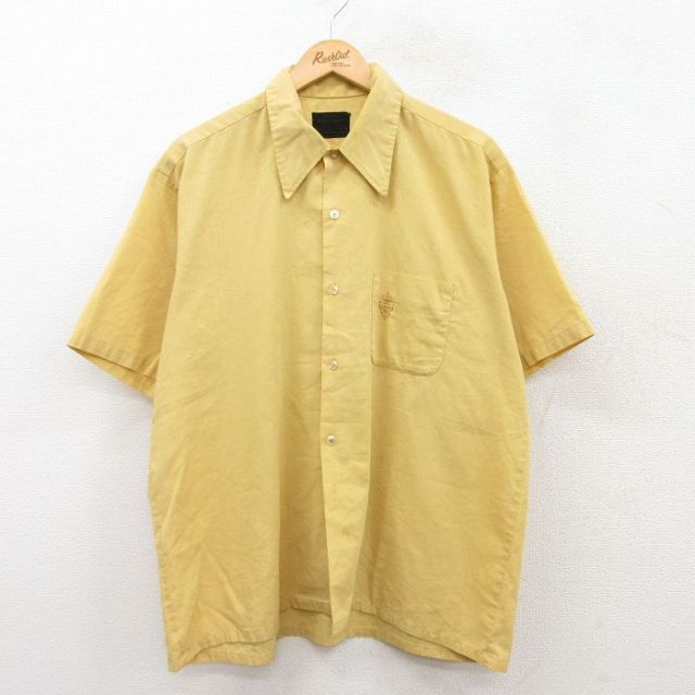 XL★古着 シアーズ 半袖 ビンテージ シャツ メンズ 70年代 70s 黄 イエロー 25may10 中古 トップス