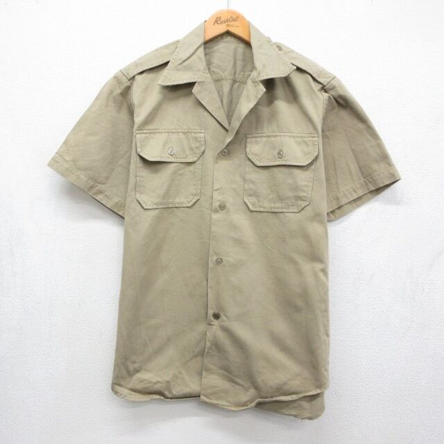 古着通販 L☆古着 半袖 ビンテージ ミリタリー シャツ メンズ 70年代