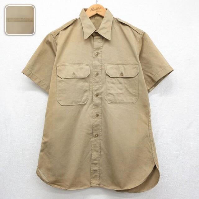 【20%OFF】50s 半袖ミリタリーシャツ ベージュ メンズL相当 | 古着