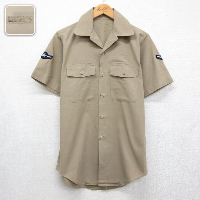 【20%OFF】70s 半袖シャツ ミリタリー ベージュ メンズM相当 | 古着