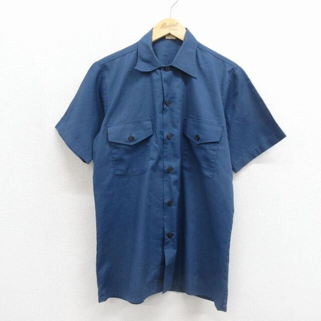 70s 半袖ミリタリーシャツ ネイビー メンズM相当 | 古着