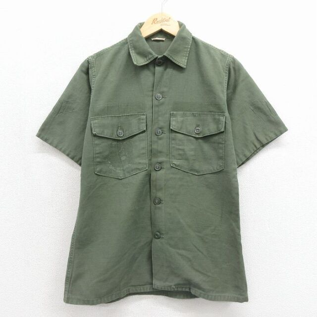 古着通販 L☆古着 半袖 ビンテージ ミリタリー シャツ メンズ 70年代