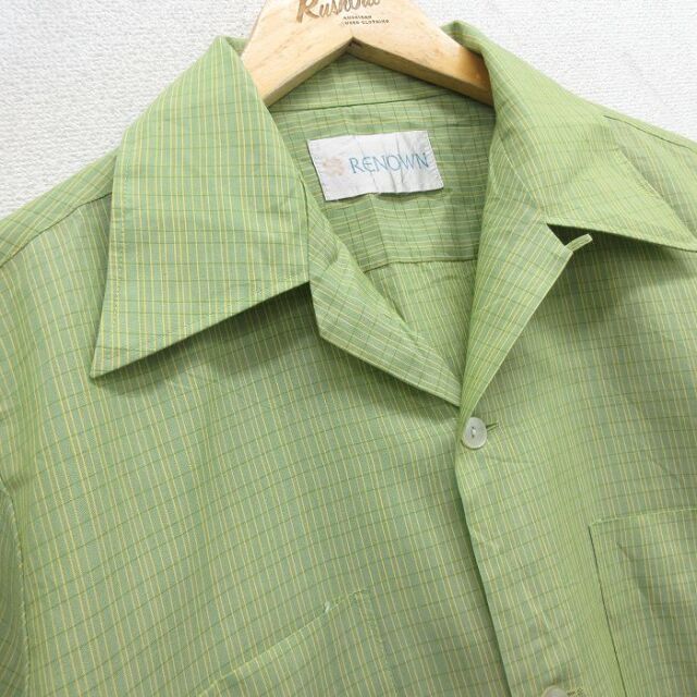 古着通販 L☆古着 半袖 ビンテージ シャツ メンズ 70年代 70s 開襟