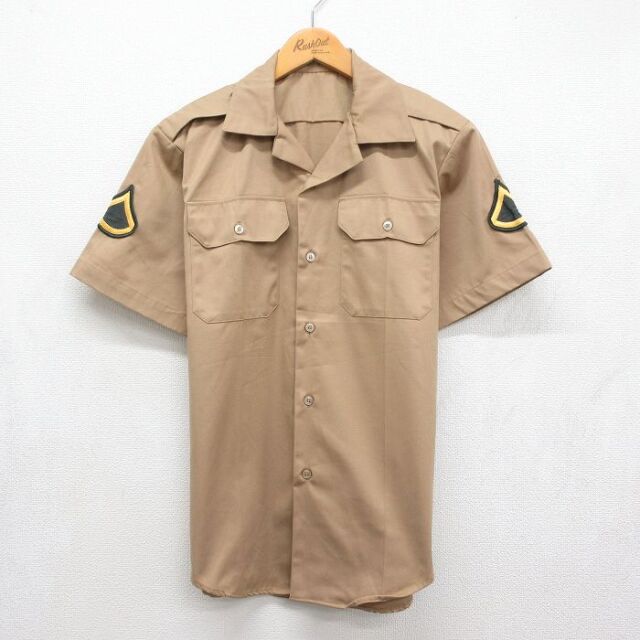 70s 半袖シャツ ミリタリー ベージュ メンズM相当 | 古着