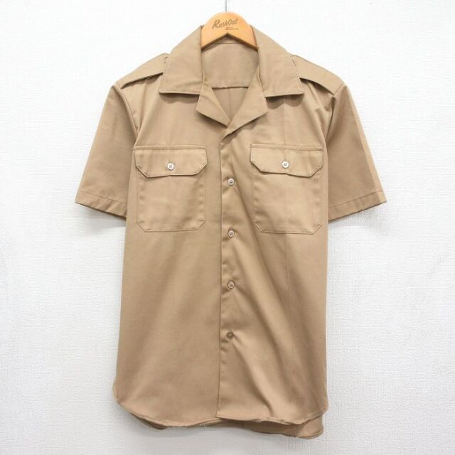 70s 半袖シャツ ミリタリー ベージュ メンズL相当 | 古着