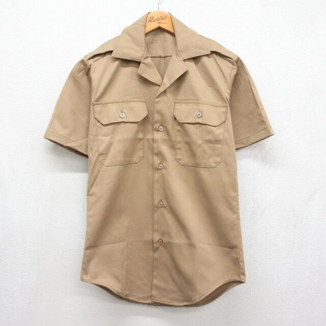 70s 半袖シャツ ミリタリー ベージュ メンズS相当 | 古着