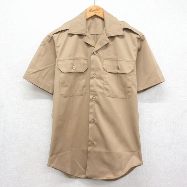 70s 半袖シャツ ミリタリー ベージュ メンズS相当 | 古着