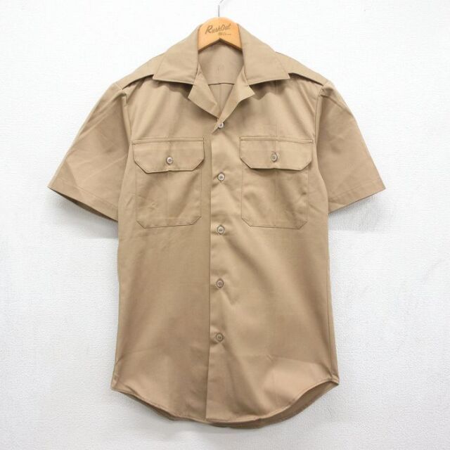 70s 半袖シャツ ミリタリー ベージュ メンズS相当 | 古着
