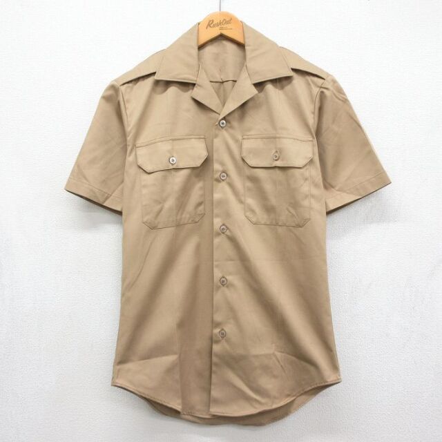 70s 半袖シャツ ミリタリー ベージュ メンズS相当 | 古着