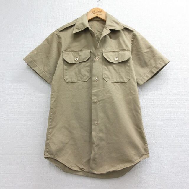 60s 半袖シャツ ミリタリー ベージュ メンズXS相当 | 古着