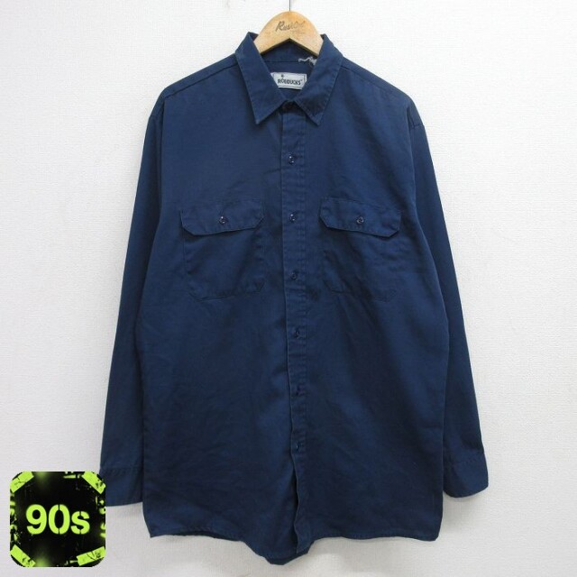 【50%OFF】ローバックス 90s 長袖ワークシャツ ネイビー XL | 古着