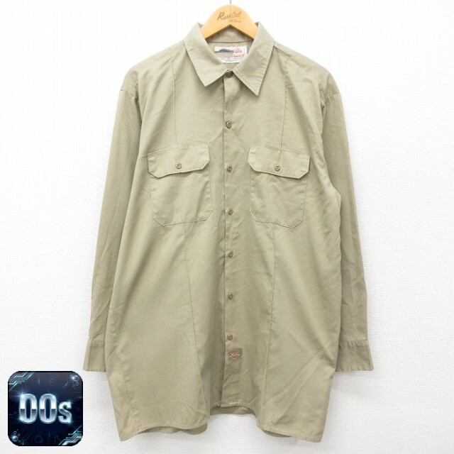 【50%OFF】ディッキーズ 00s 長袖ワークシャツ カーキ XL | 古着