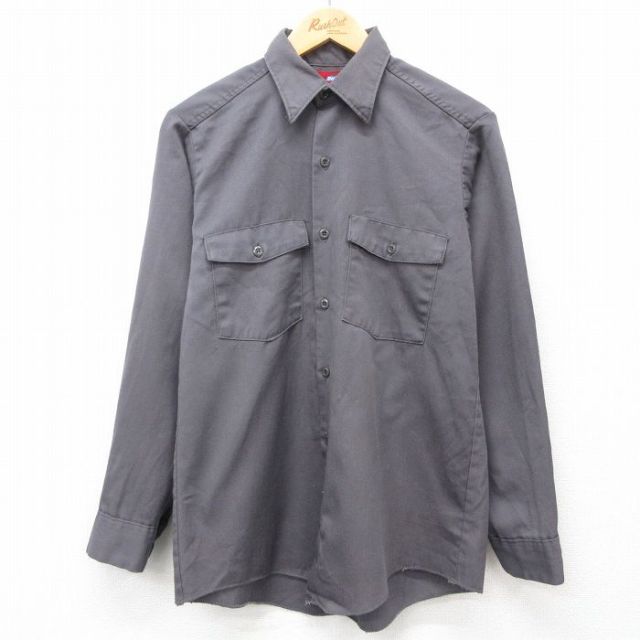 M★古着 ディッキーズ Dickies ビンテージ 長袖 ワーク シャツ メンズ 70年代 70s グレー 【spe】 25jan16 中古 トップス