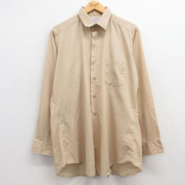 【50%OFF】L★古着 長袖 ミリタリー シャツ メンズ 90年代 90s USA製 ベージュ カーキ 25feb25 中古 トップス