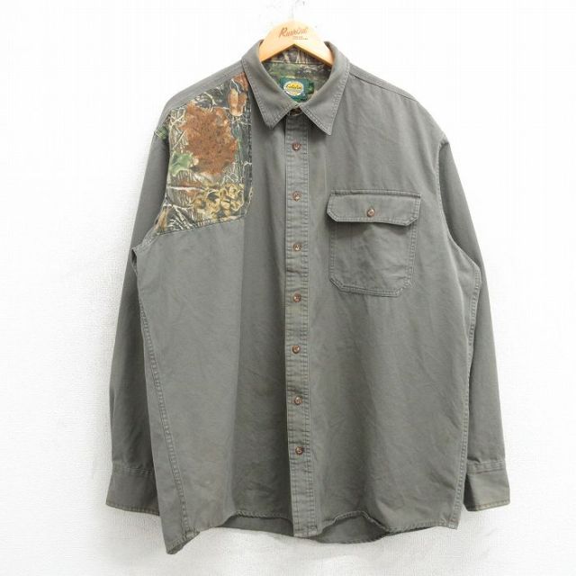 【50%OFF】XL★古着 カベラス 長袖 ハンティング シャツ メンズ 00年代 00s 大きいサイズ ロング丈 コットン 緑系他 グリーン 25feb25 中古 トップス