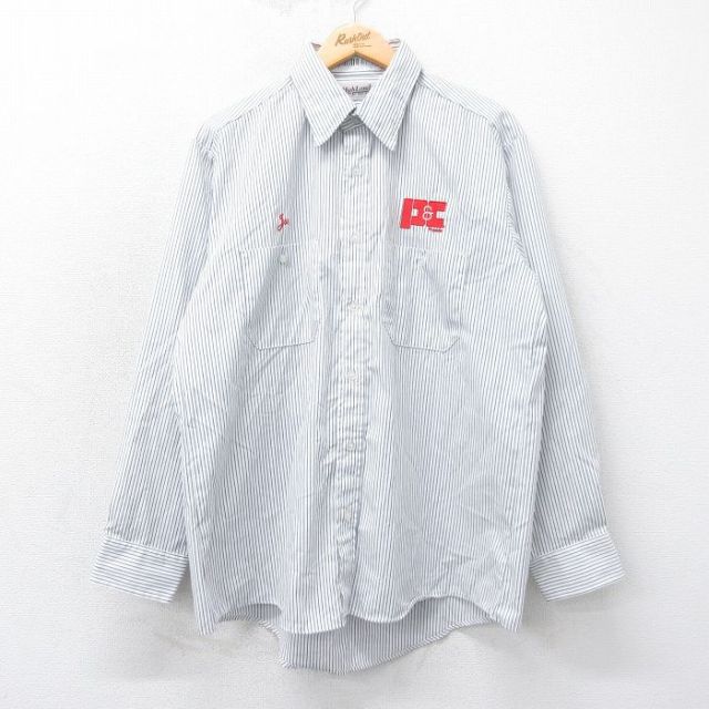 L★古着 レッドキャップ 長袖 ワーク シャツ メンズ P&C Foods 白他 ホワイト ストライプ 25mar18 中古 トップス