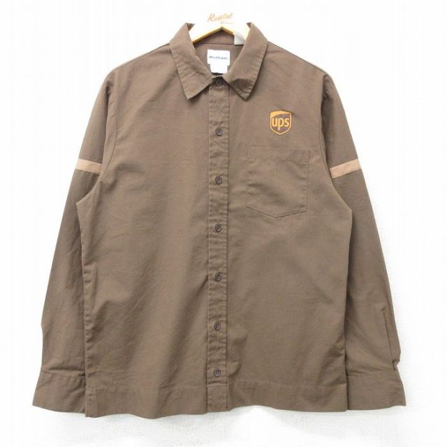 L★古着 Wear Guard 長袖 ワーク シャツ メンズ ups 茶 ブラウン 25apr01 中古 トップス