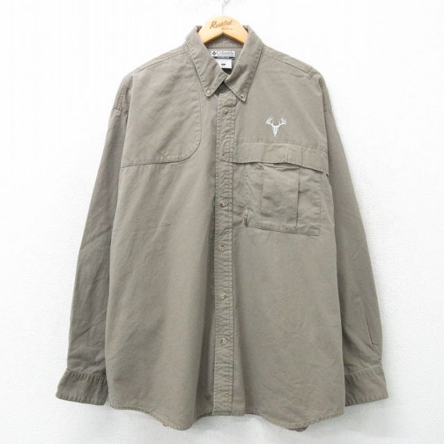 XL★古着 コロンビア COLUMBIA 長袖 ハンティング シャツ メンズ 00年代 00s 大きいサイズ ロング丈 コットン 茶系 ブラウン 25apr01 中古 トップス