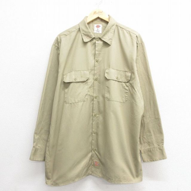 【50%OFF】ディッキーズ 長袖ワークシャツ ベージュ XL | 古着