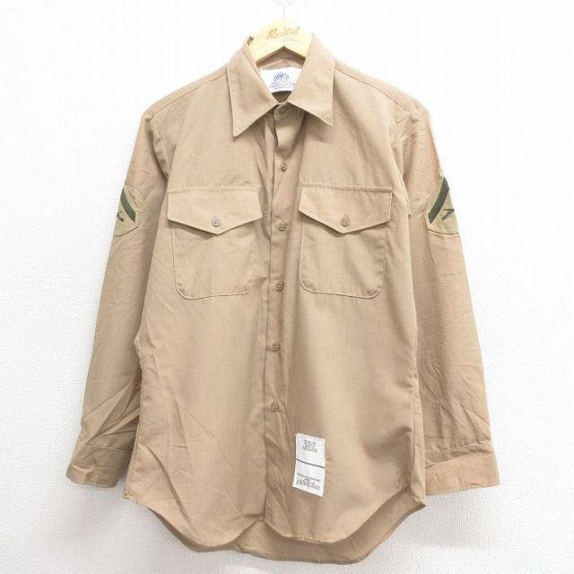 M★古着 長袖 ミリタリー シャツ メンズ 90年代 90s USA製 茶 ブラウン 25may26 中古 トップス