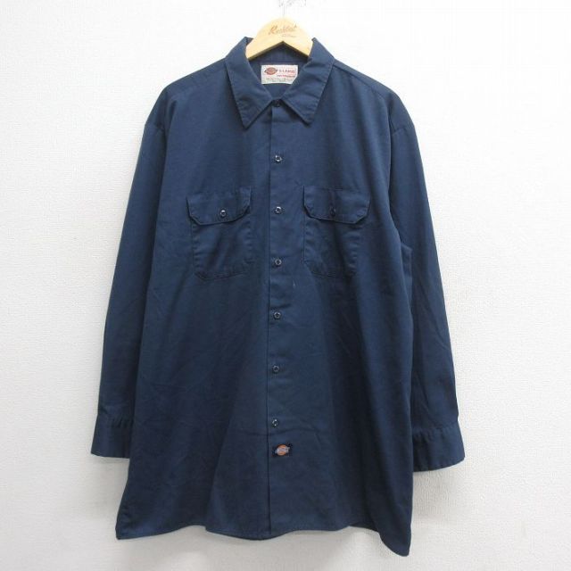 ディッキーズ 00s 長袖ワークシャツ ネイビー XL | 古着