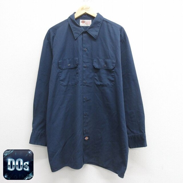 【50%OFF】ディッキーズ 00s 長袖ワークシャツ ネイビー XL | 古着