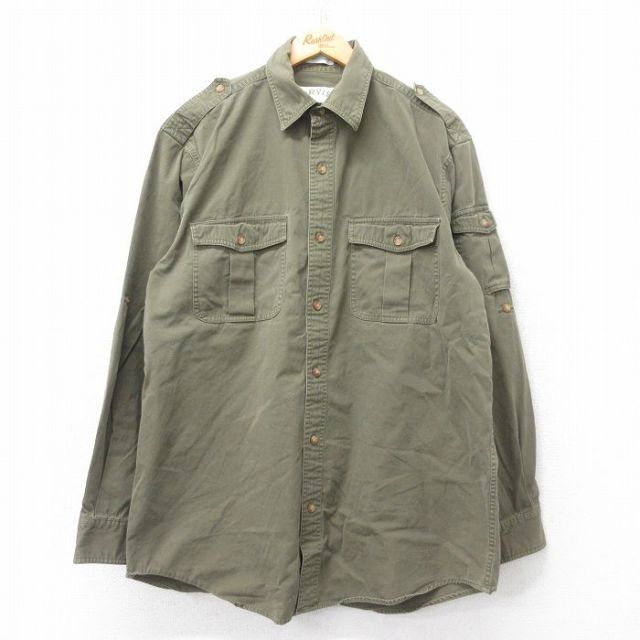 【20%OFF】XL★古着 オービス ORVIS 長袖 ワーク シャツ メンズ 00年代 00s ロンジョン コットン 濃緑 グリーン 25jun13 中古 トップス