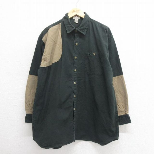 XL★古着 ダックスバック 長袖 ハンティング シャツ メンズ 00年代 00s 大きいサイズ ロング丈 コットン 濃緑系他 グリーン 【spe】 25jun24 中古 トップス