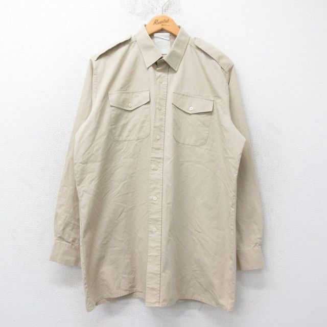 長袖ワークシャツ ベージュ XL | 古着